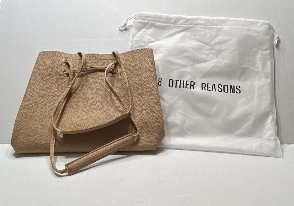 8 Other Reasons Tan Faux Leather Slouchy Bucket Bag
